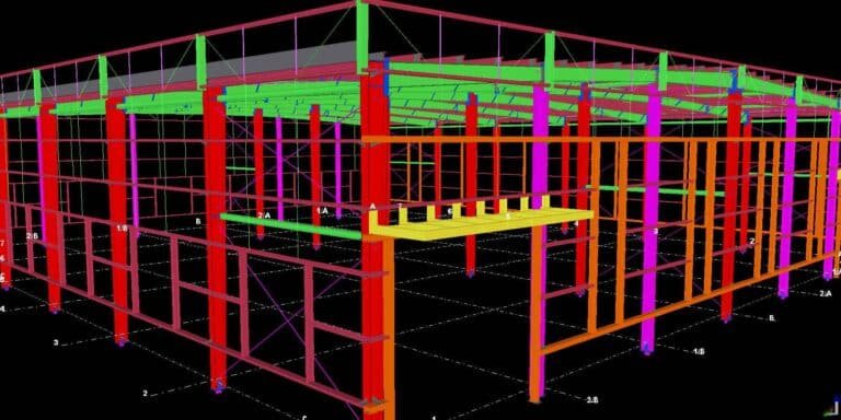 Detalle de conexiones empernadas de alta resistencia en construcción galpón